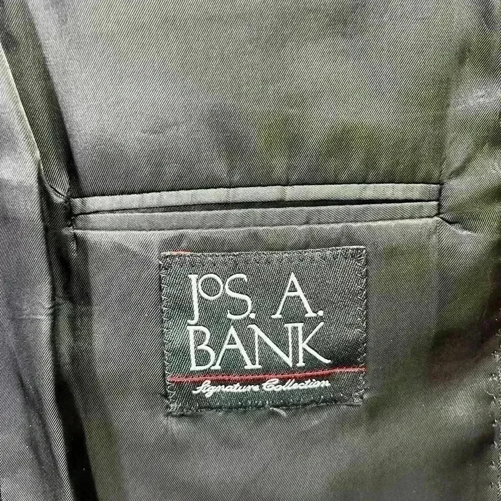 Jos. A Bank 2pc 100% Wool Suit Blazer 43L & Pants 36 Men's‎ GUC Gray Black Nice